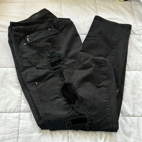 TORRID Premium Bead Embellished Distressed Skinny Jeans Stretch Black Women 18 - Picture 10 of 10